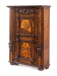 An Italian Baroque Walnut and Marquetry Cupboard