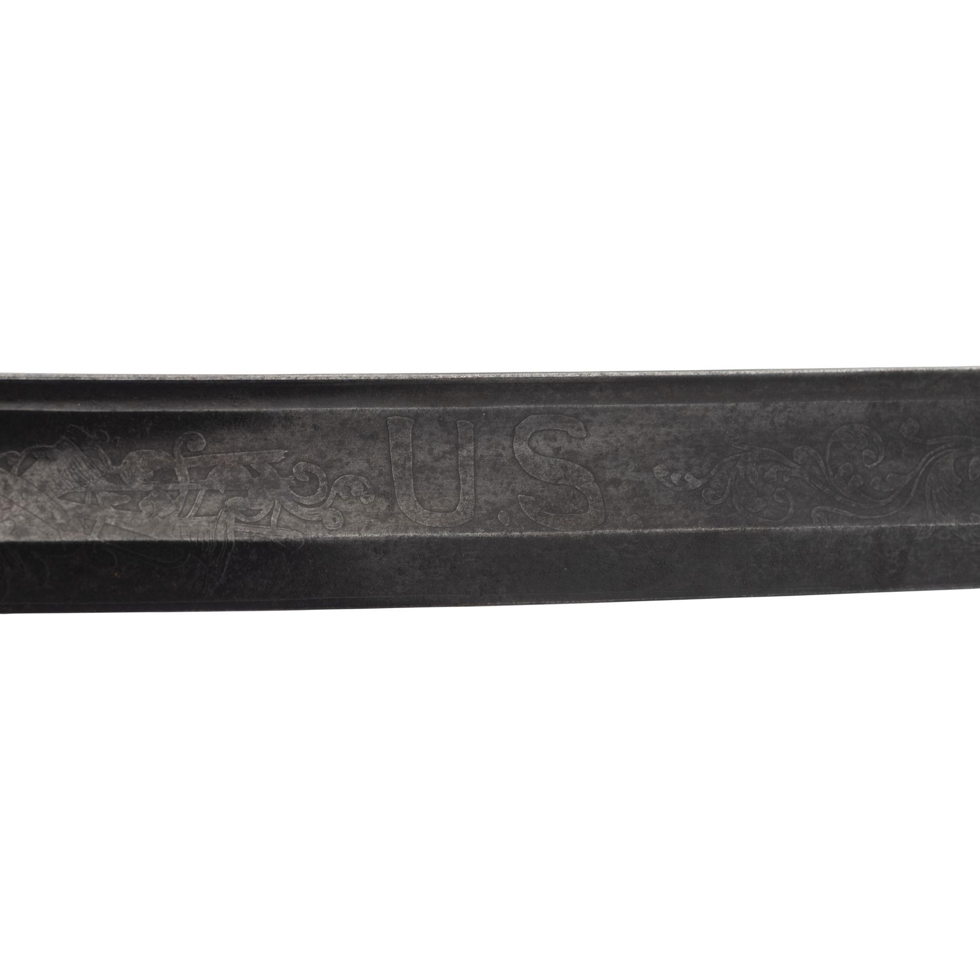 Ames Model 1850 Foot Officer's Sword with Scabbard Throat Inscribed to Captain Samuel Hubbard from the National Blues
