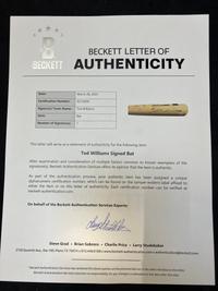 A Ted Williams Signed Autograph Louisville Slugger Stat Bat (Beckett Authentication Services Letter, Williams Hologram),
