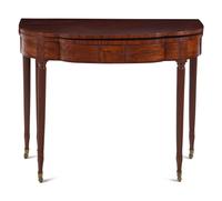 A Federal Figured Mahogany Lobed Top Five-Legged Game Table