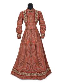 Paisley Shawl House Dress with Watteau Pleat, c.1890