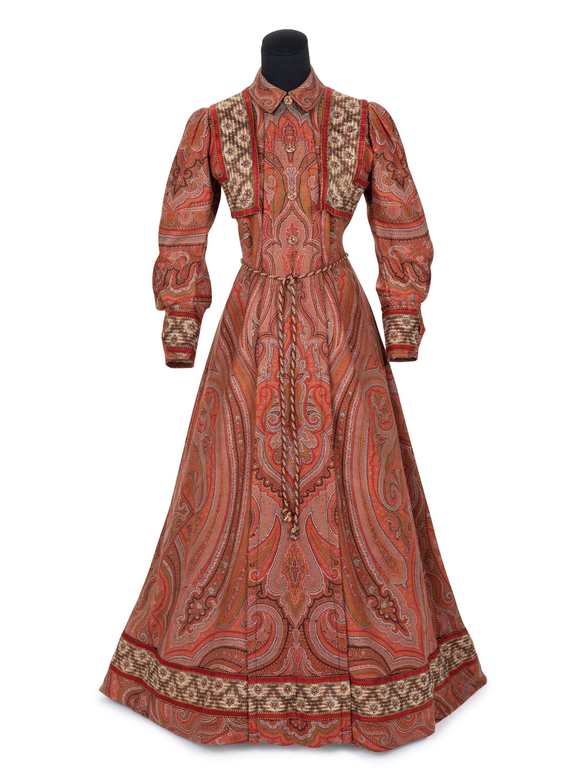 Paisley Shawl House Dress with Watteau Pleat, c.1890