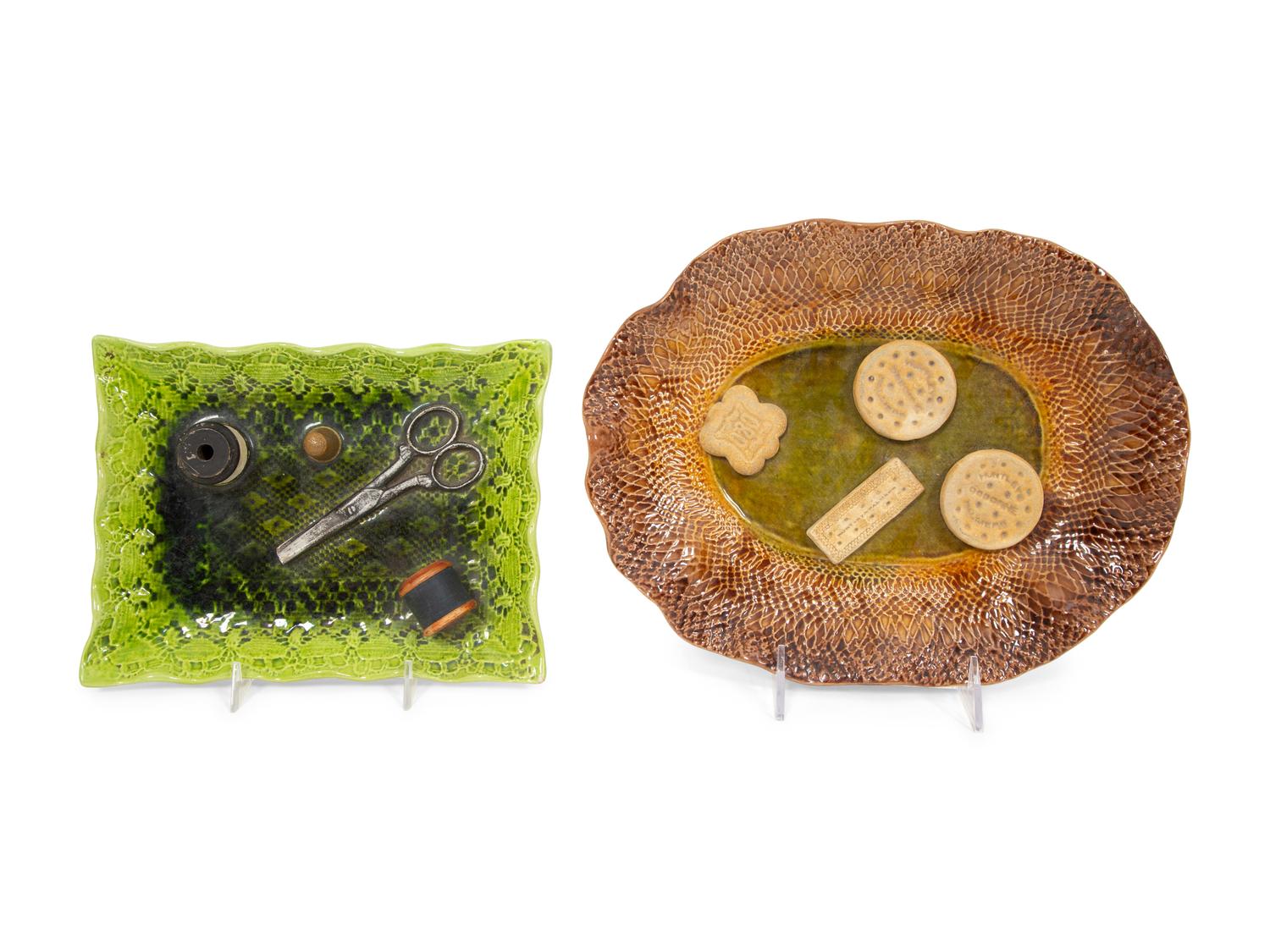 Two Bretby Pottery Trompe-l'œil Plates