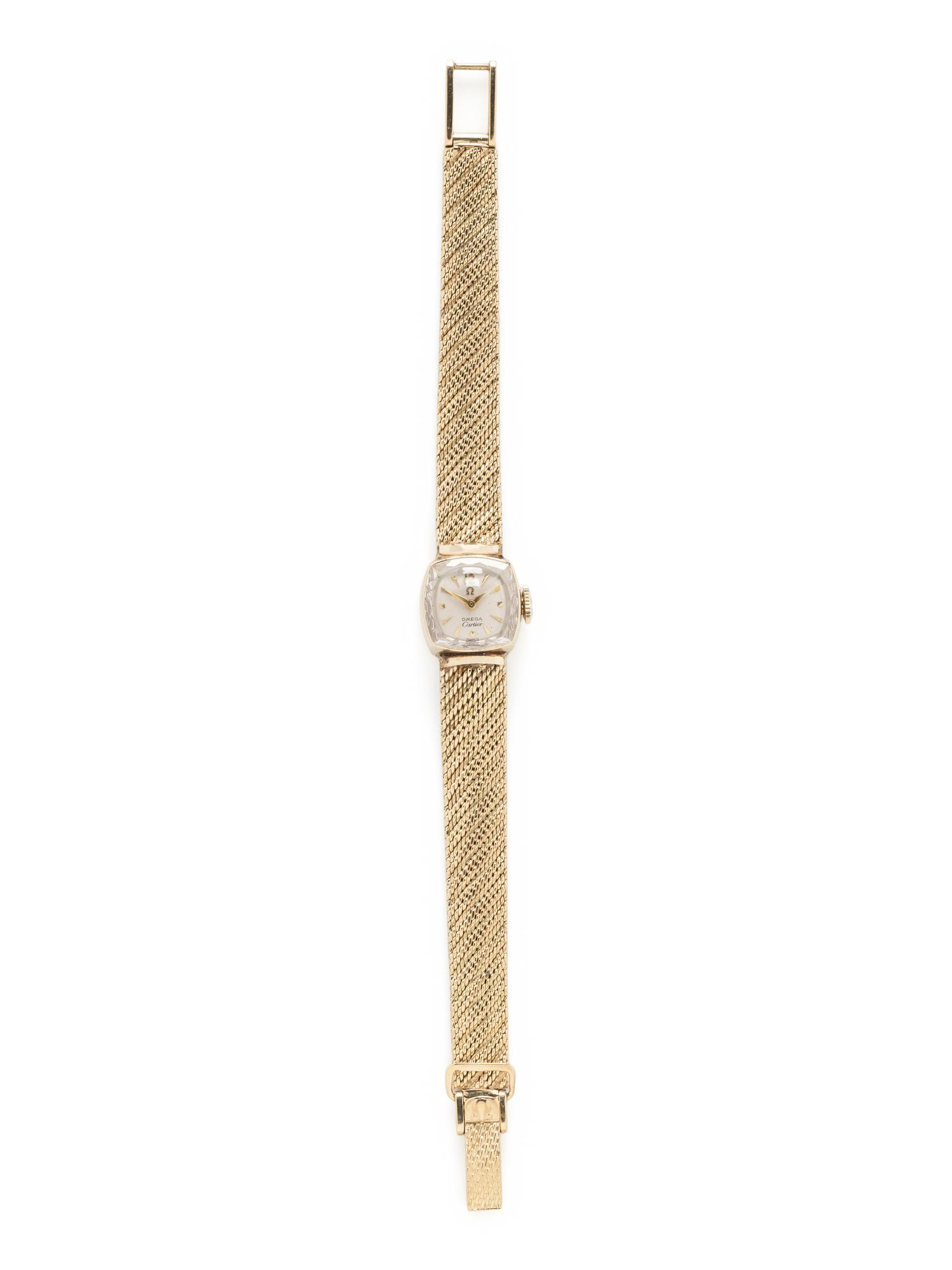 OMEGA FOR CARTIER, YELLOW GOLD WATCH