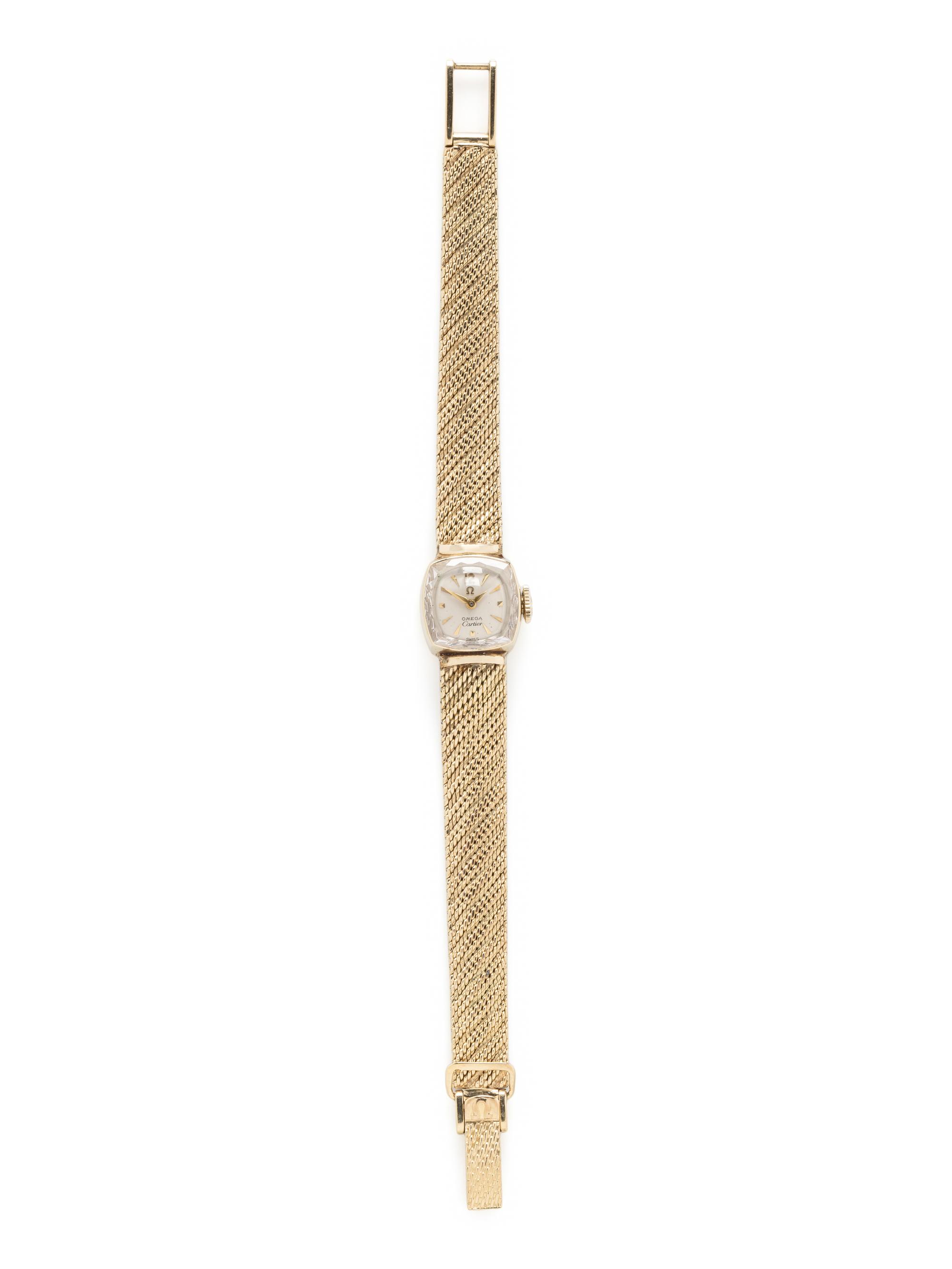 OMEGA FOR CARTIER, YELLOW GOLD WATCH