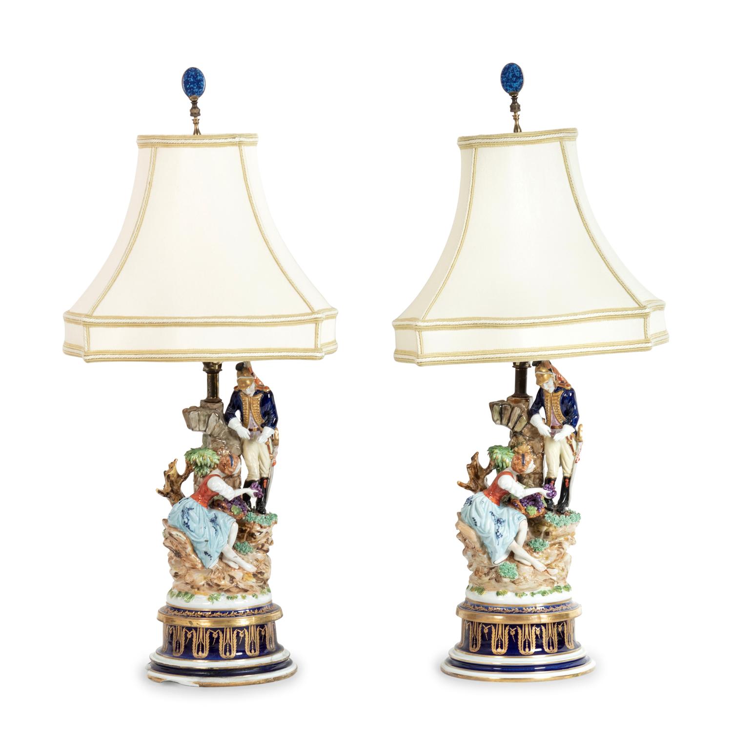 A Pair of Continental Porcelain Figural Groups