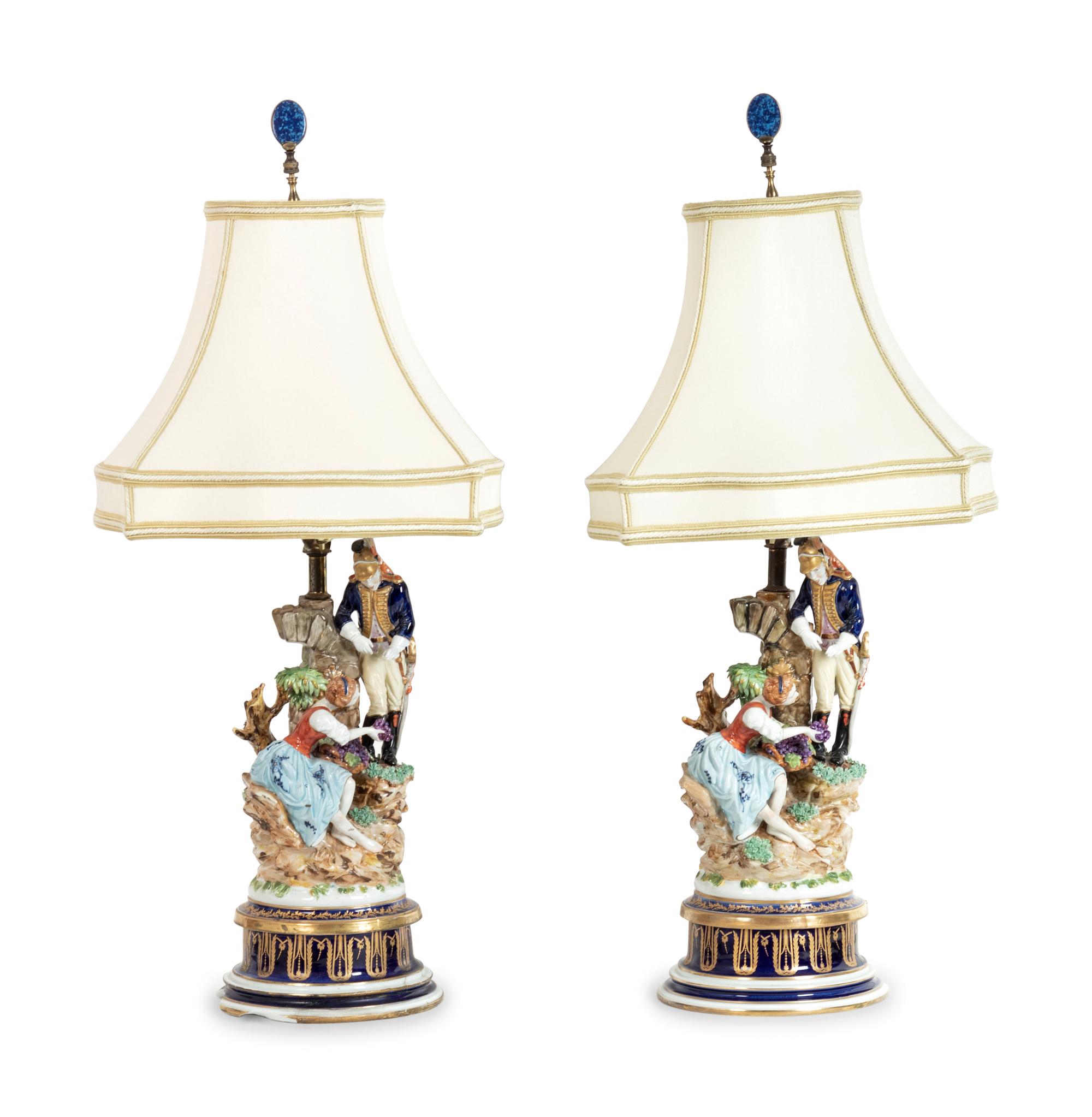A Pair of Continental Porcelain Figural Groups