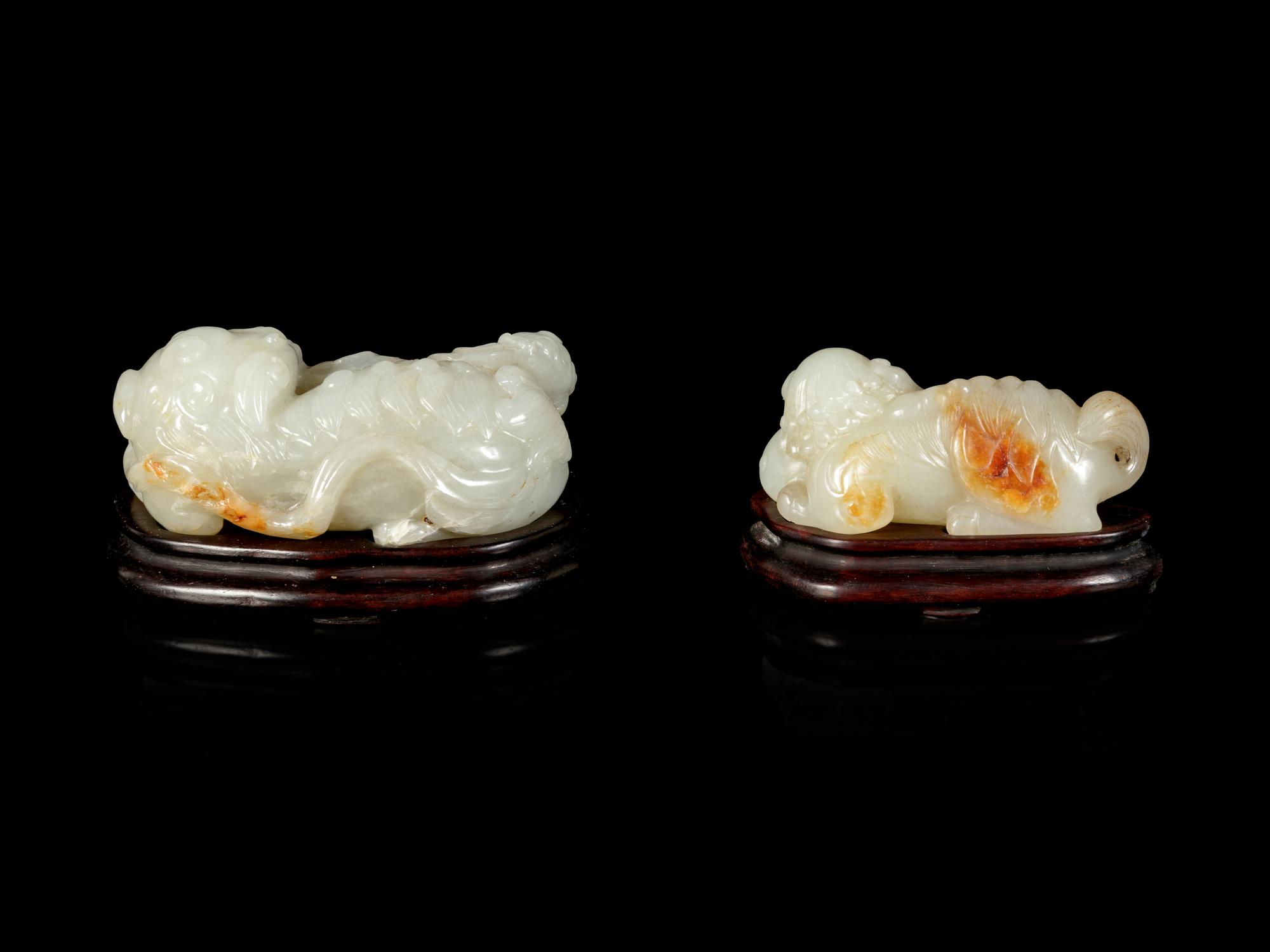 Two Chinese Jade Figure of Fu Lions