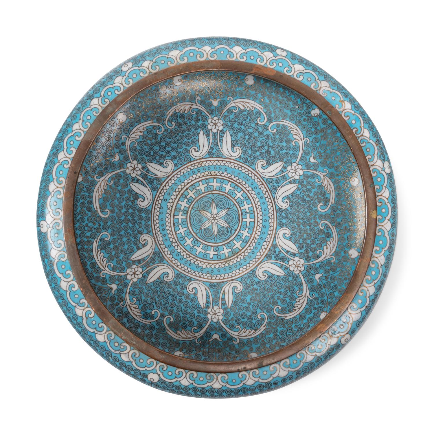 Six Chinese Blue Ground Cloisonné Enameled Brush Washers