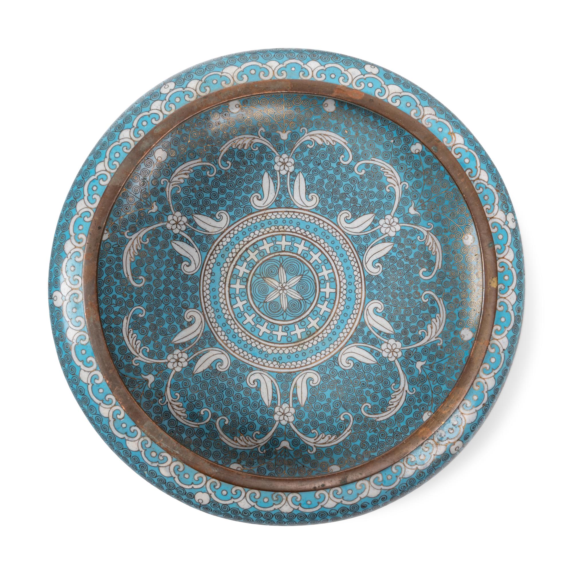 Six Chinese Blue Ground Cloisonné Enameled Brush Washers