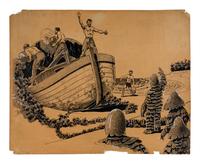 PAUL, Frank R. (1884-1963). Original artwork for a black & white illustration from Famous Fantastic Mysteries . [1942].