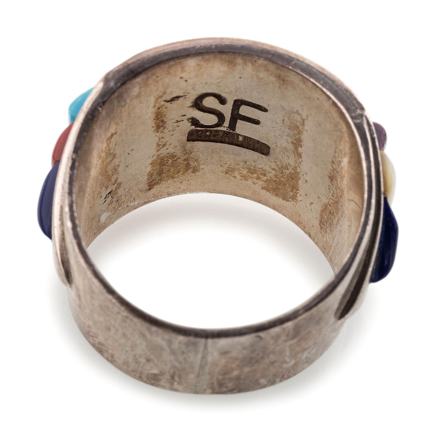 Navajo and Zuni Silver and Colorfully Inlaid Rings