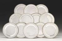Twelve sterling silver plates machiel, mexico city, mexico, 20th century