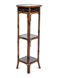 A Lacquer and Bamboo Pedestal