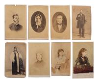 [EARLY PHOTOGRAPHY]. Quarter plate daguerreotype of sweet young girl with CDVs of men, women, and children from Woodstock Plantation. Baton Rouge, Louisiana.