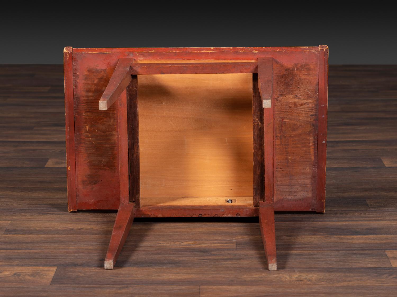A Federal Red Painted Pine Diminutive Tavern Table