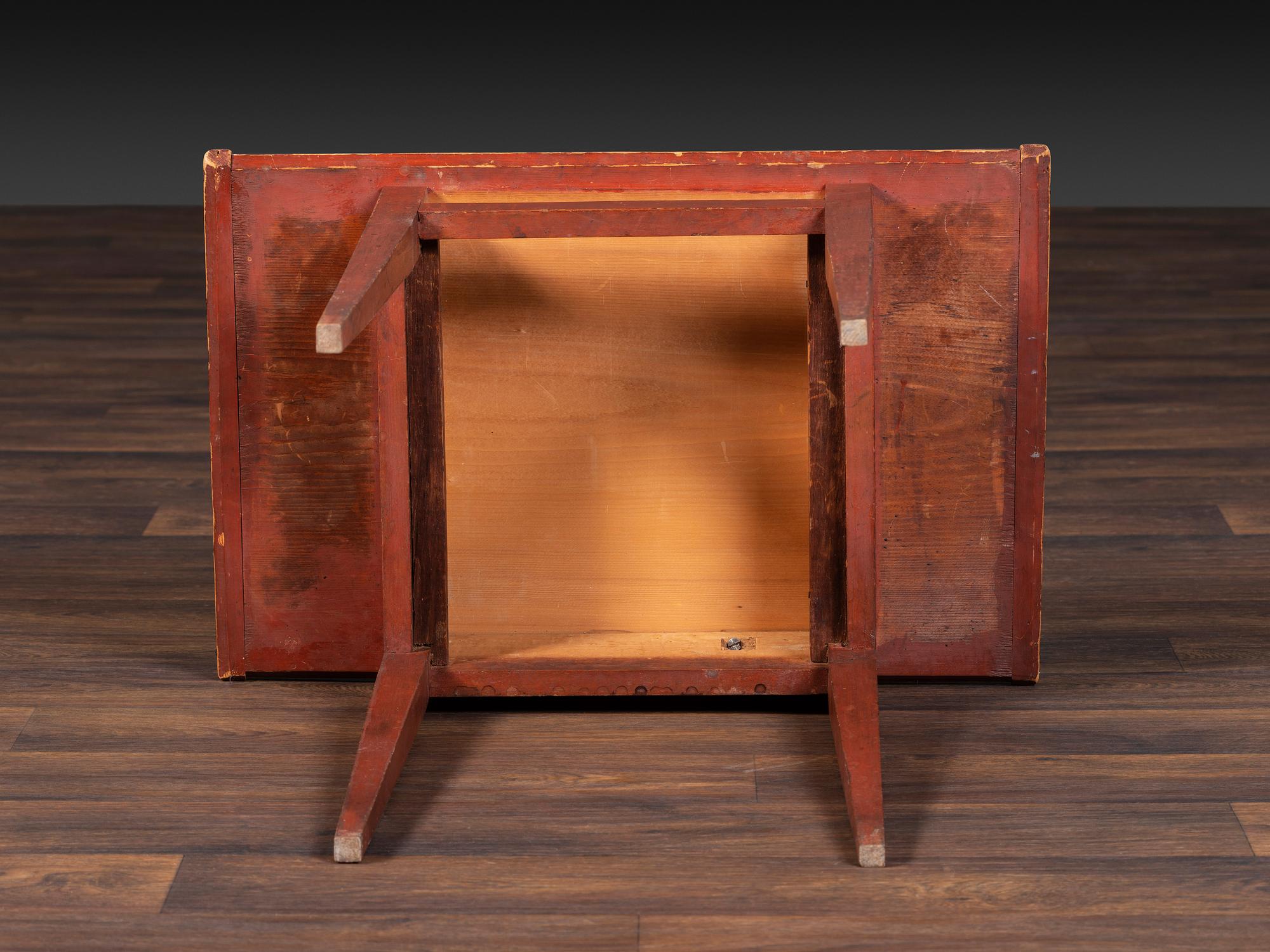 A Federal Red Painted Pine Diminutive Tavern Table