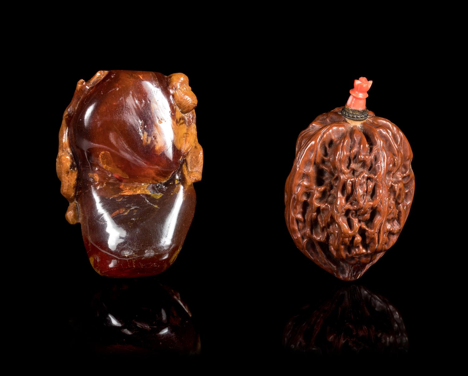 Two Snuff Bottles Height of taller 2 1/4 inches. — LATE 19TH/EARLY 20TH CENTURY