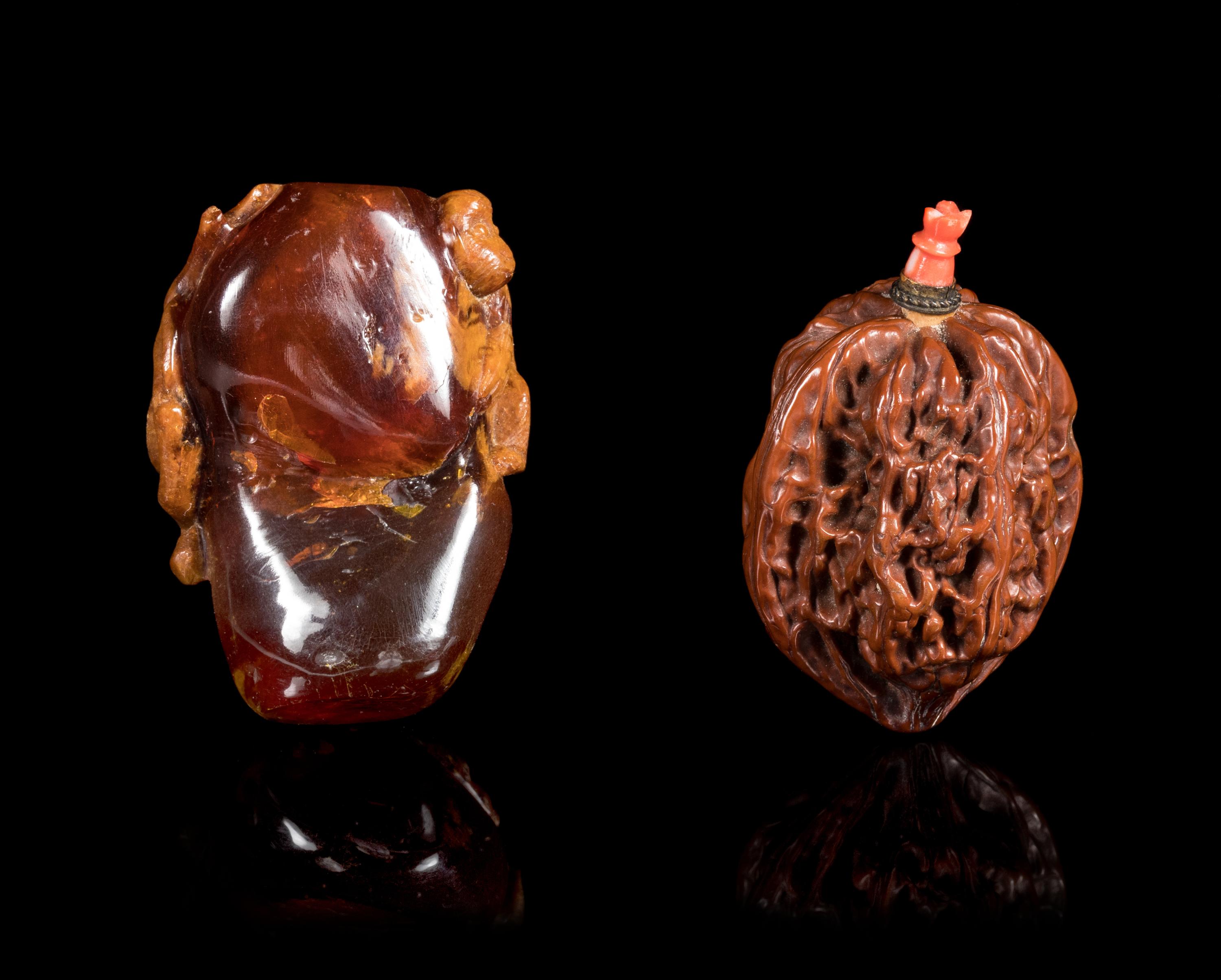 Two Snuff Bottles Height of taller 2 1/4 inches. — LATE 19TH/EARLY 20TH CENTURY