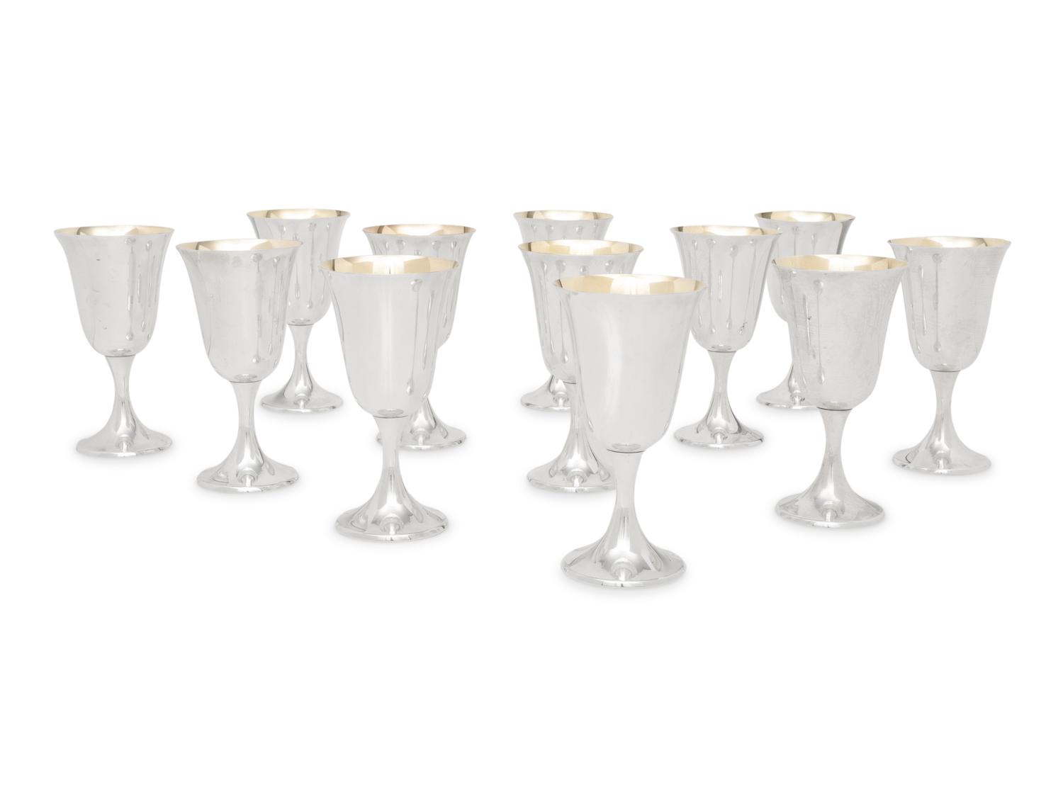 A Set of Twelve American Silver Goblets