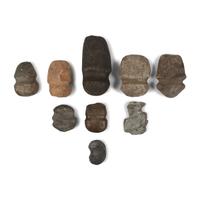 Group of Full Groove Axe, 3/4 Groove Axes and Hammerstone