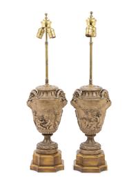 A Pair of Italian Terra Cotta Vases Mounted as Lamps