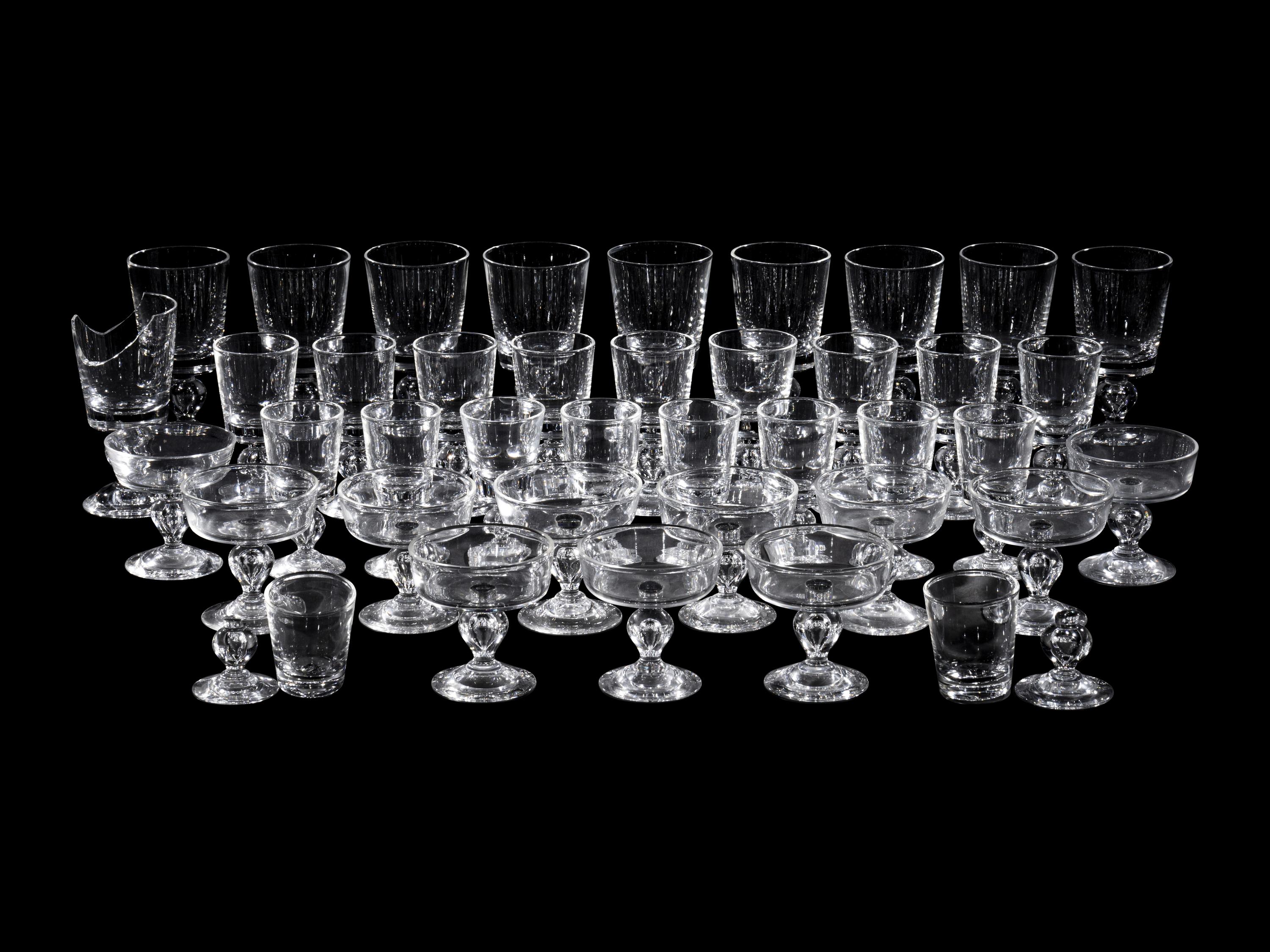 A Steuben Glass Stemware Service