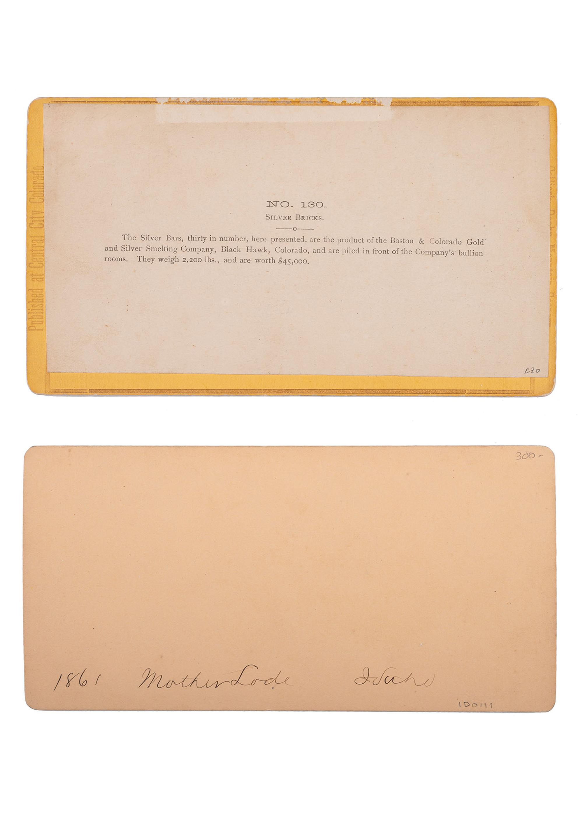 [MINING]. 2 stereoviews with mining content by HAYNES and COLLIER.
