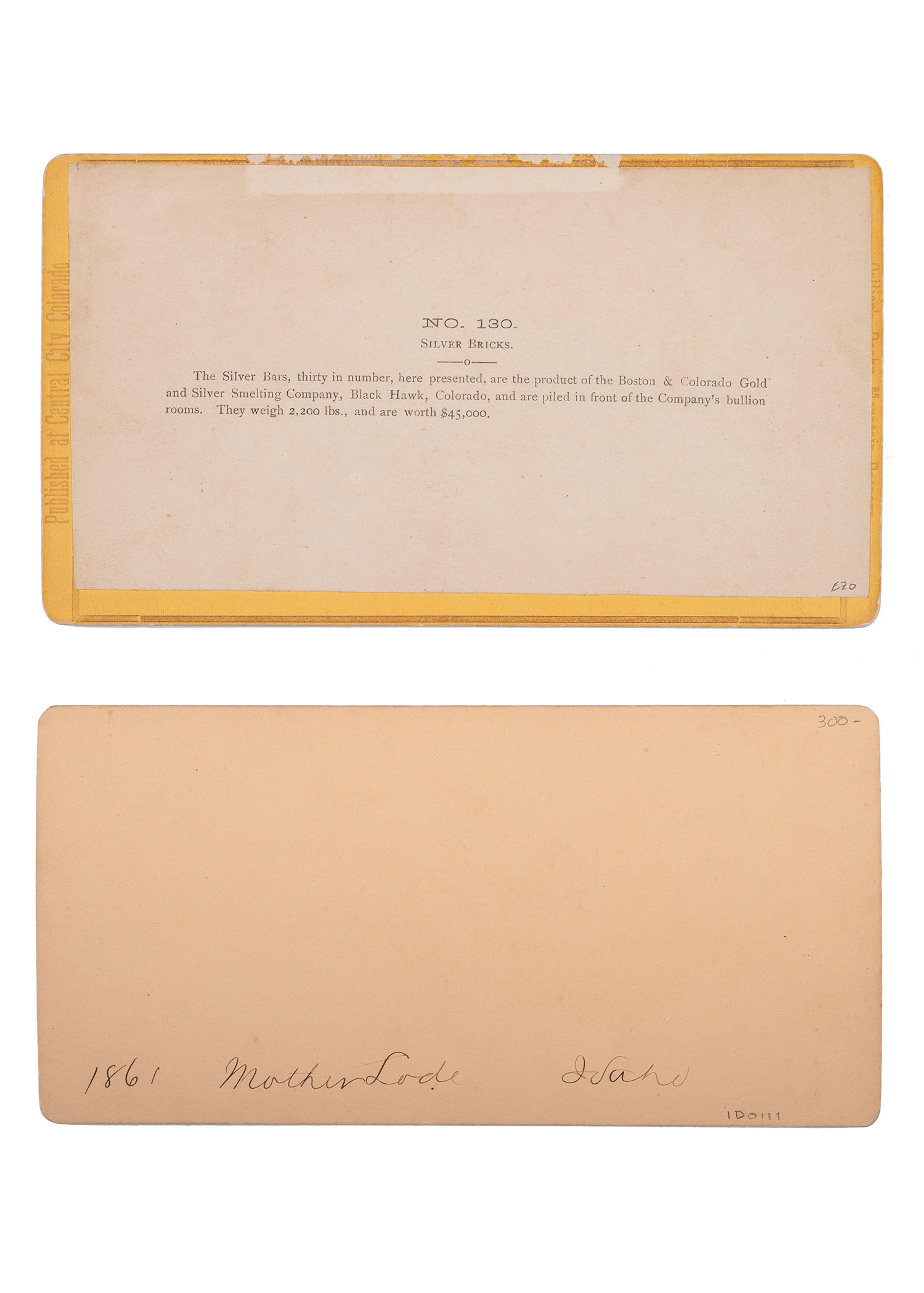 [MINING]. 2 stereoviews with mining content by HAYNES and COLLIER.