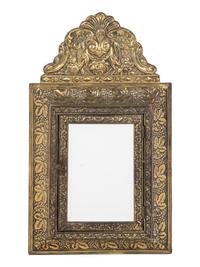 Four Dutch Baroque Style Pressed Brass Mirrors