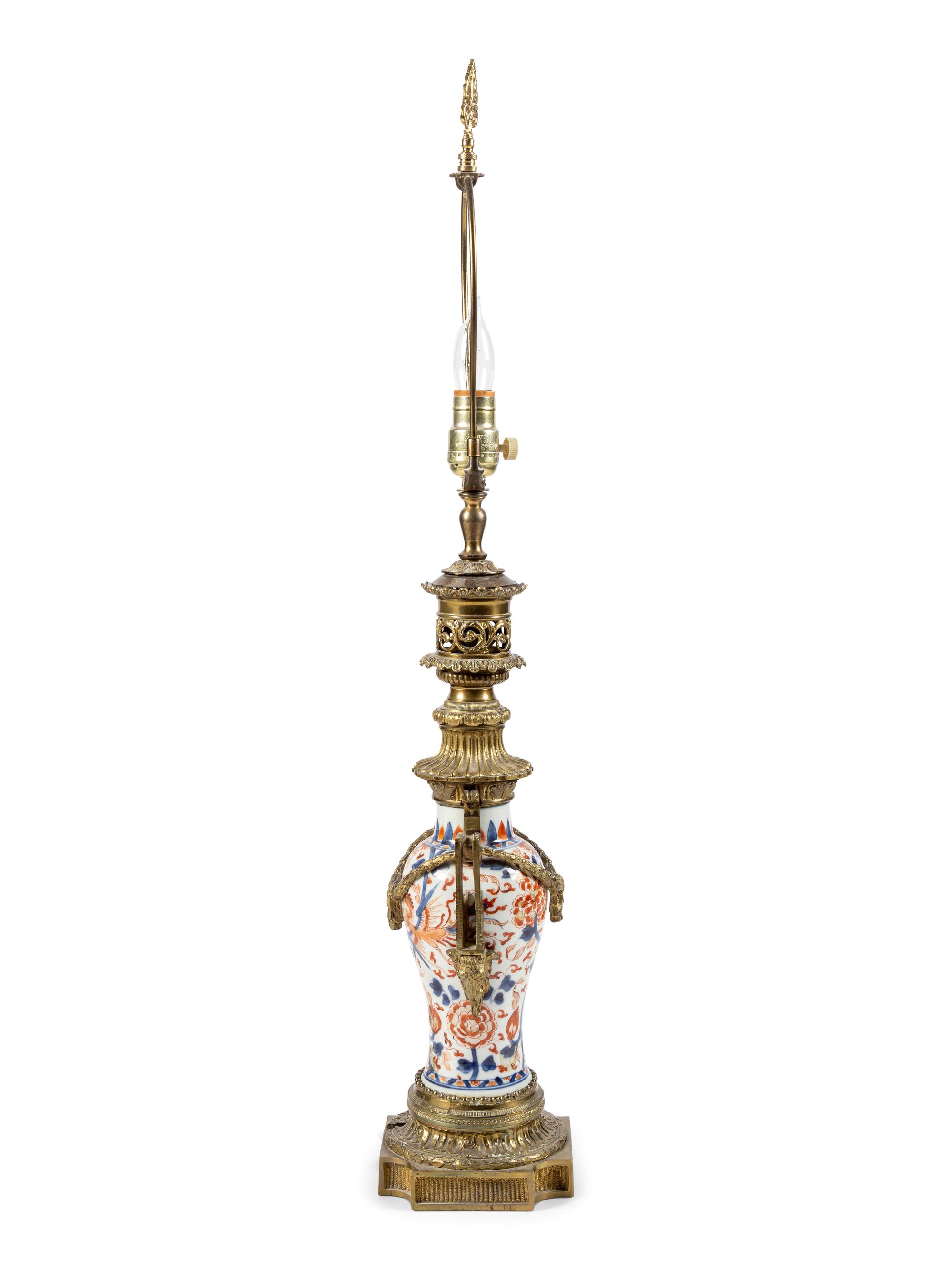 A French Gilt Bronze Mounted Japanese Porcelain Vase Mounted as a Lamp