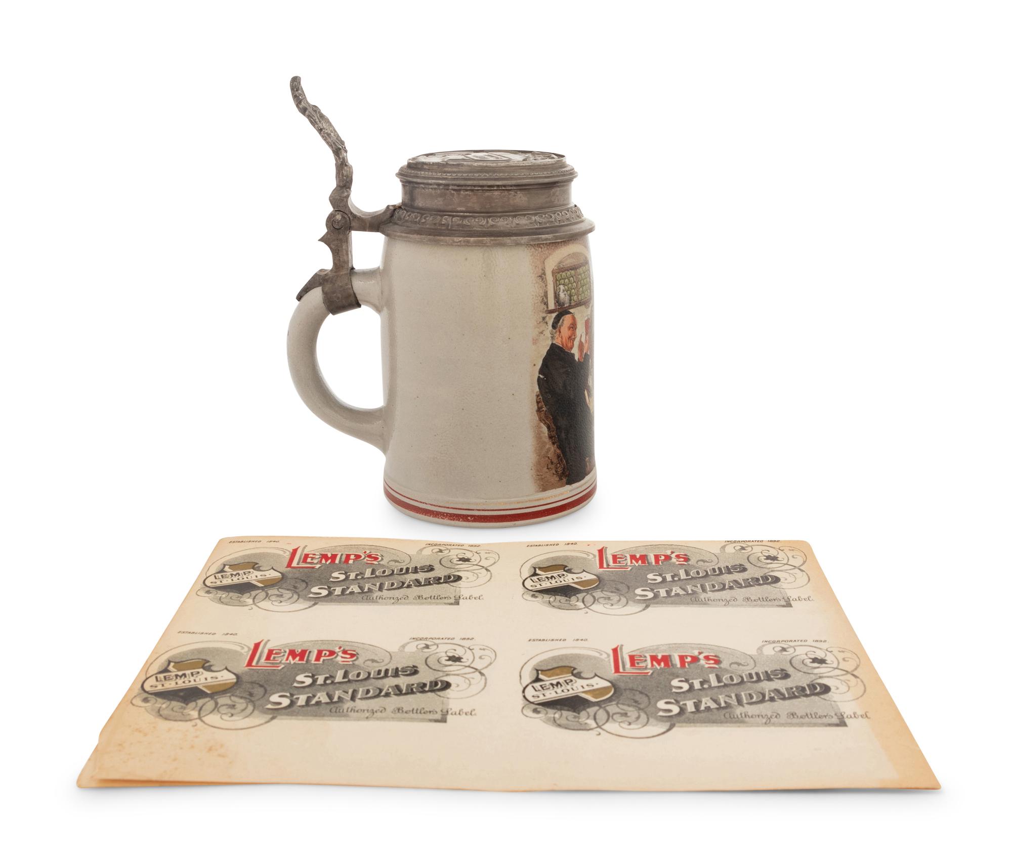 An American Stoneware and Pewter Stein