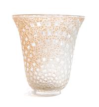 A Rene Lalique Molded and Frosted Glass Vase Height 9 1/4 inches.
