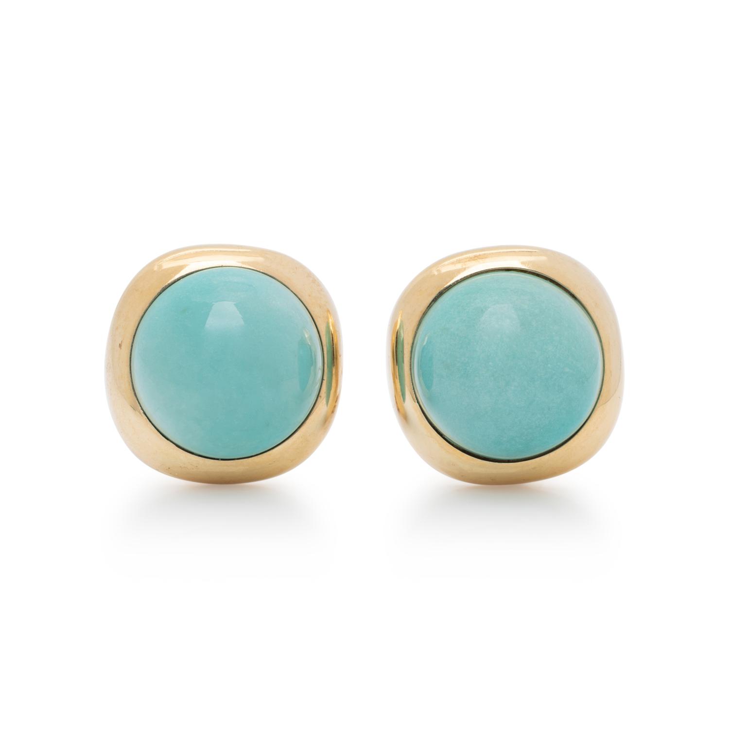 TURQUOISE AND YELLOW GOLD EARRINGS