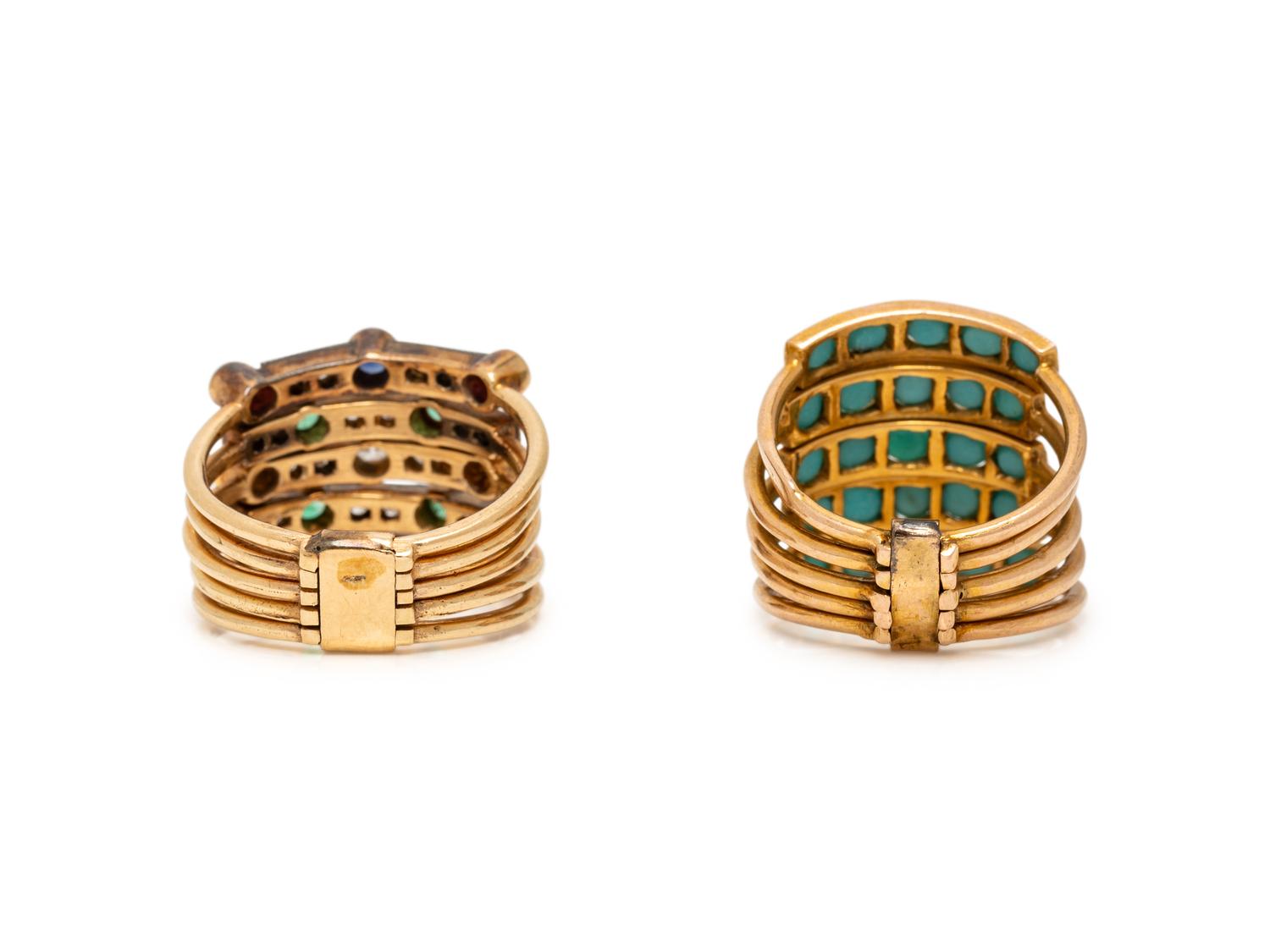 TWO MULTIGEM HAREM RINGS