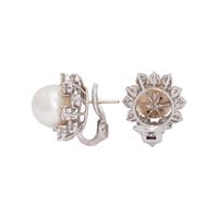 CULTURED SOUTH SEA PEARL AND DIAMOND EARCLIPS