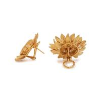 ASPREY, YELLOW GOLD AND DIAMOND SUNFLOWER EARCLIPS