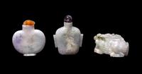Three Chinese Jadeite Snuff Bottles