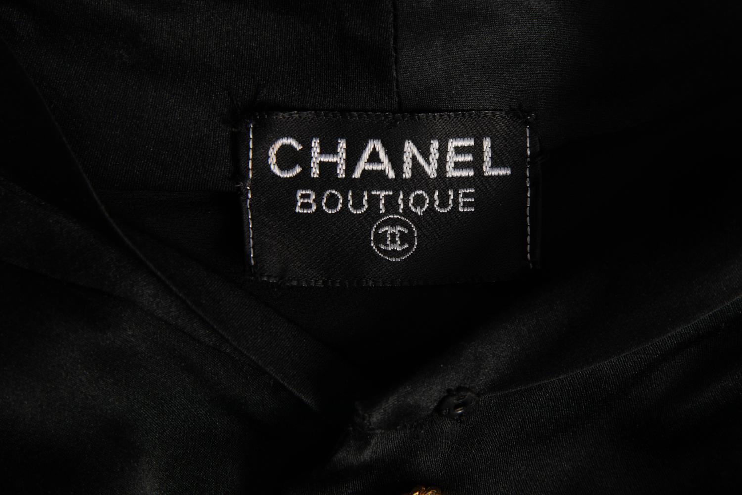 Chanel Black Satin Dress, 1980s
