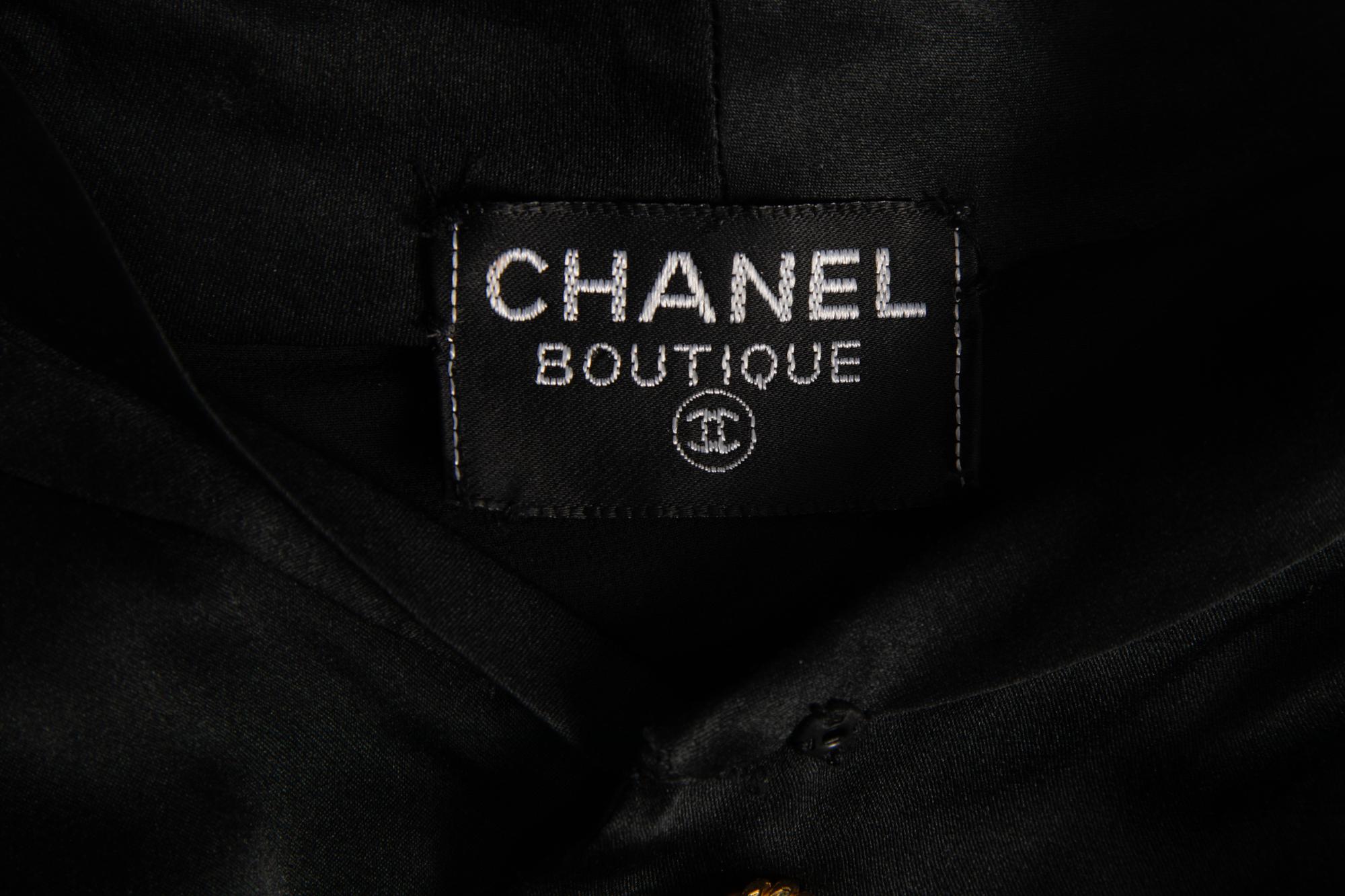 Chanel Black Satin Dress, 1980s