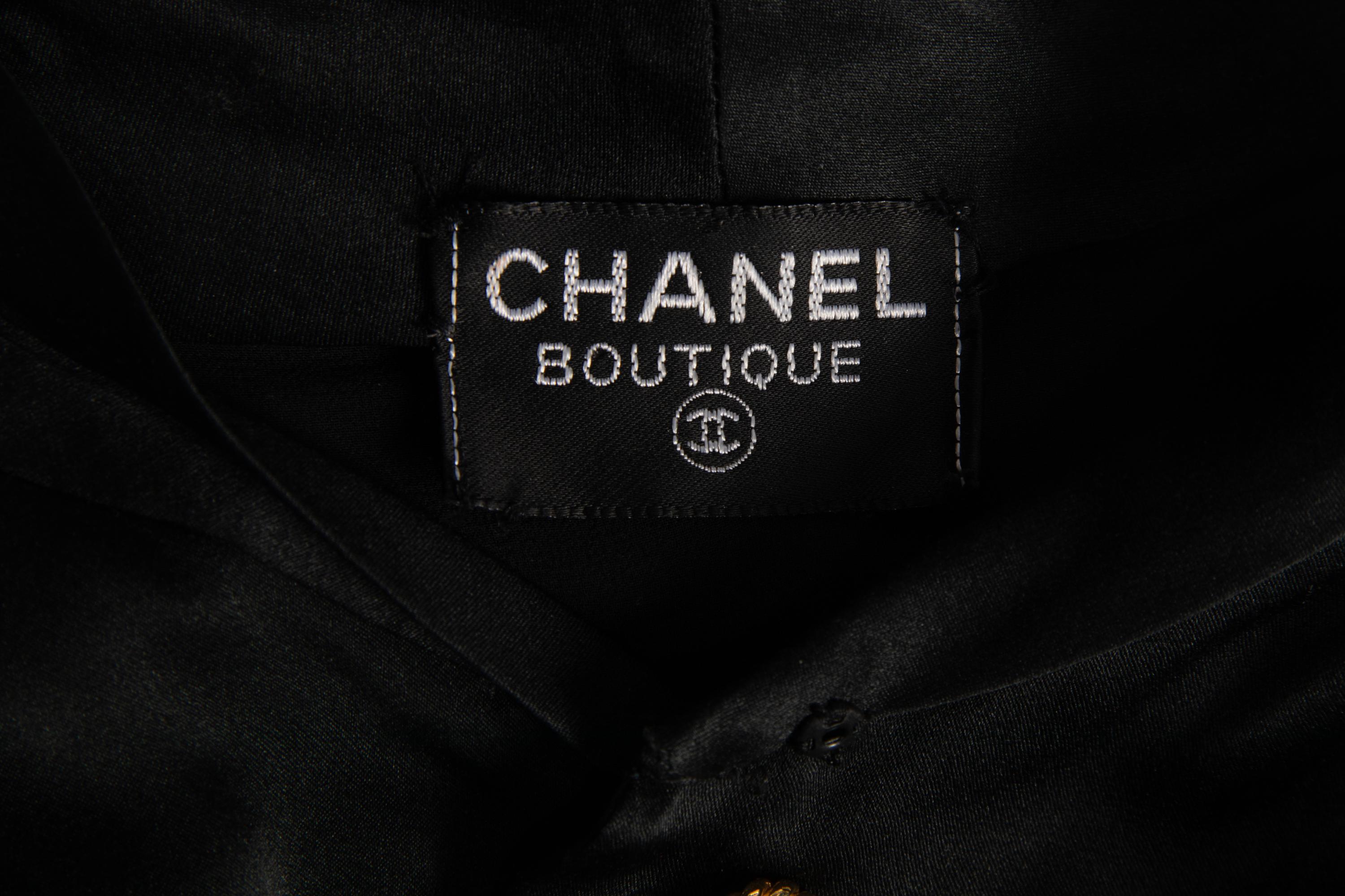 Chanel Black Satin Dress, 1980s
