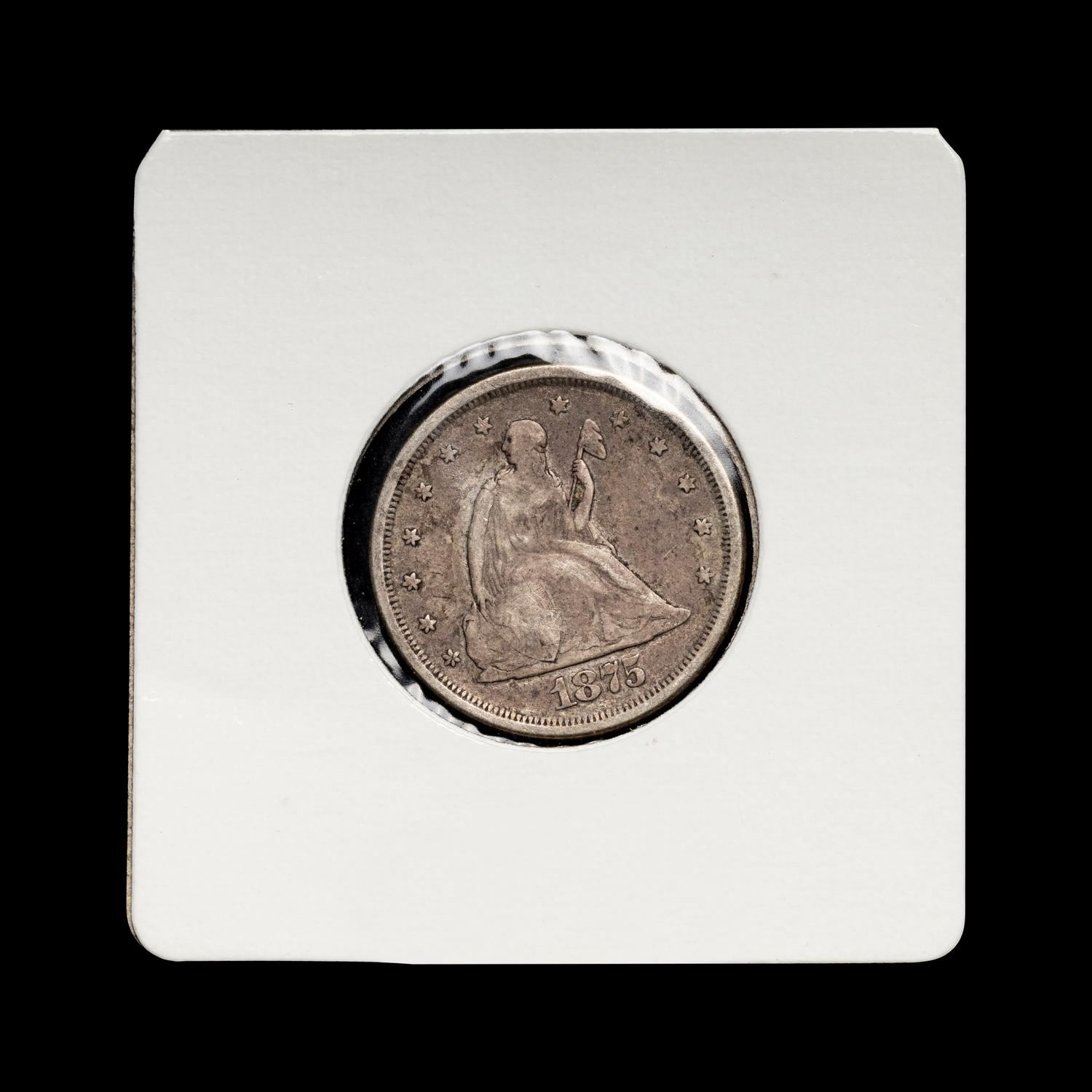 An 1875-S Seated Liberty 20c Coin