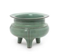 A Chinese Guan- Type Porcelain Incense Burner Diameter 8 1/4 inches. — 20TH CENTURY
