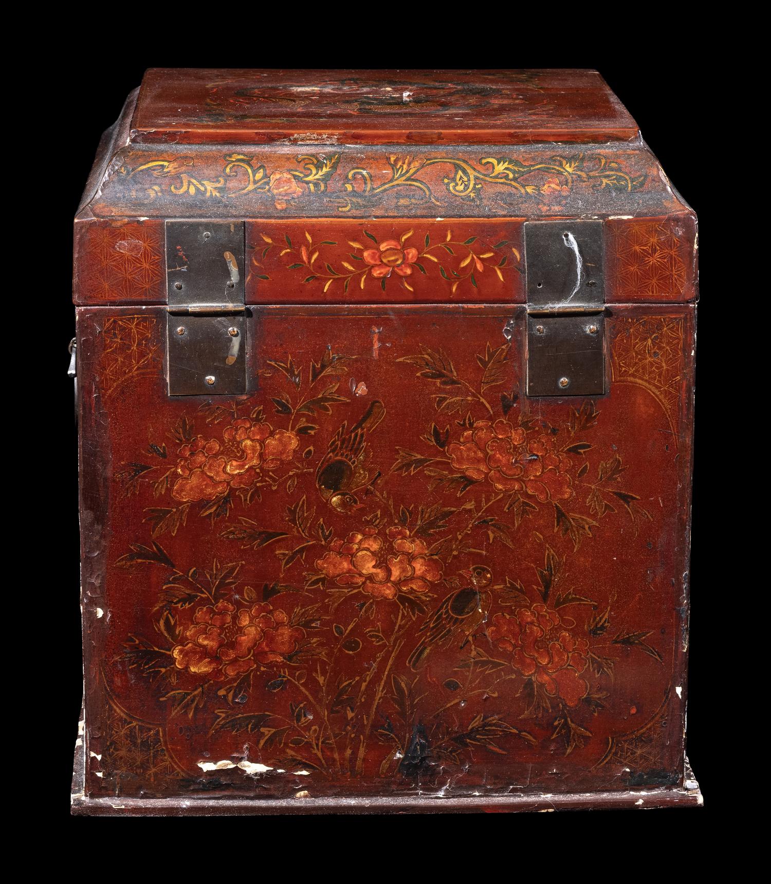 A Chinese Red Lacquer Seal Chest, Guanpixiang