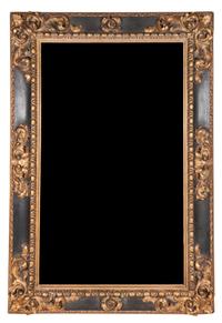 A Victorian Giltwood Part Ebonized Pier Mirror 64 x 42 inches.