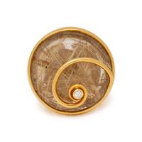 AMSTERDAM SAUER, RUTILATED QUARTZ, DIAMOND, AND YELLOW GOLD RING