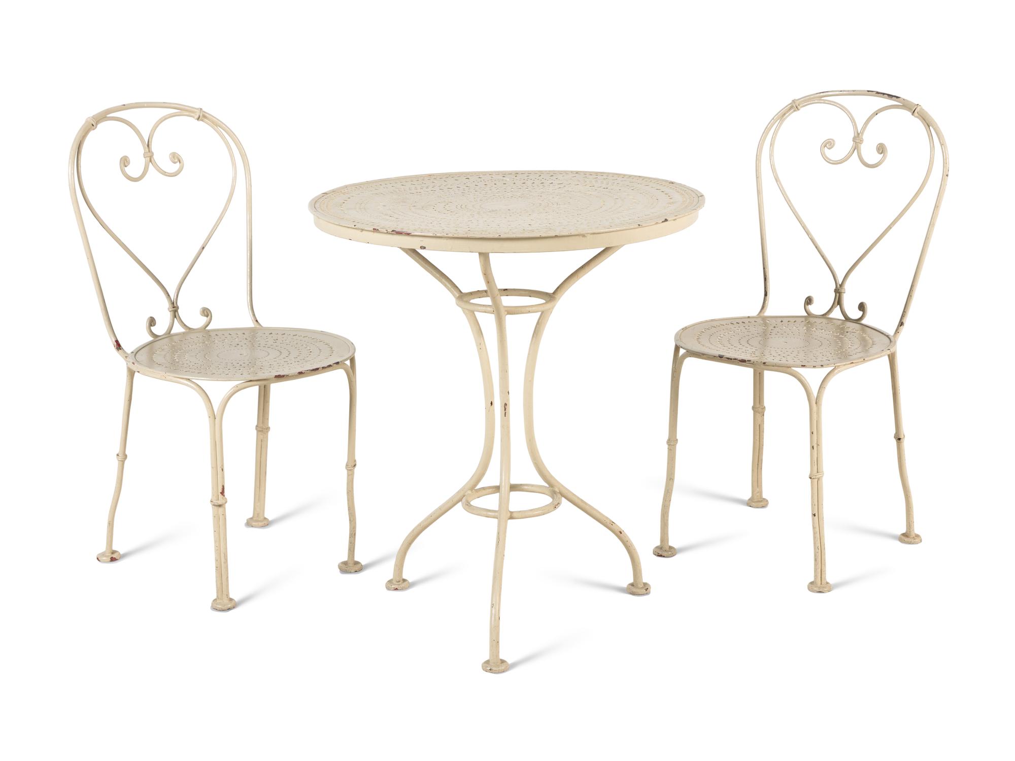 A Painted Metal Bistro Set