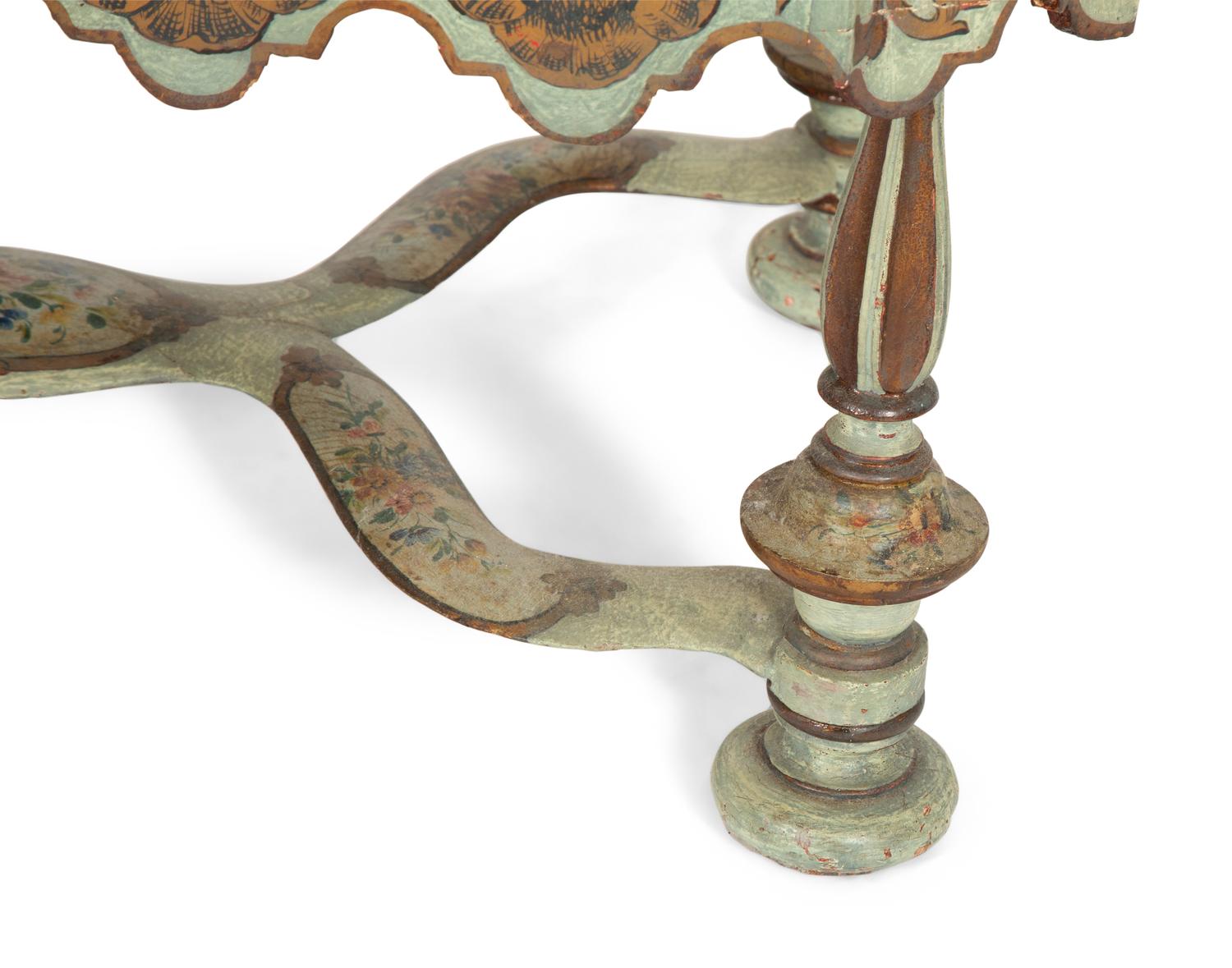 An Italian Painted and Parcel Gilt Low Table