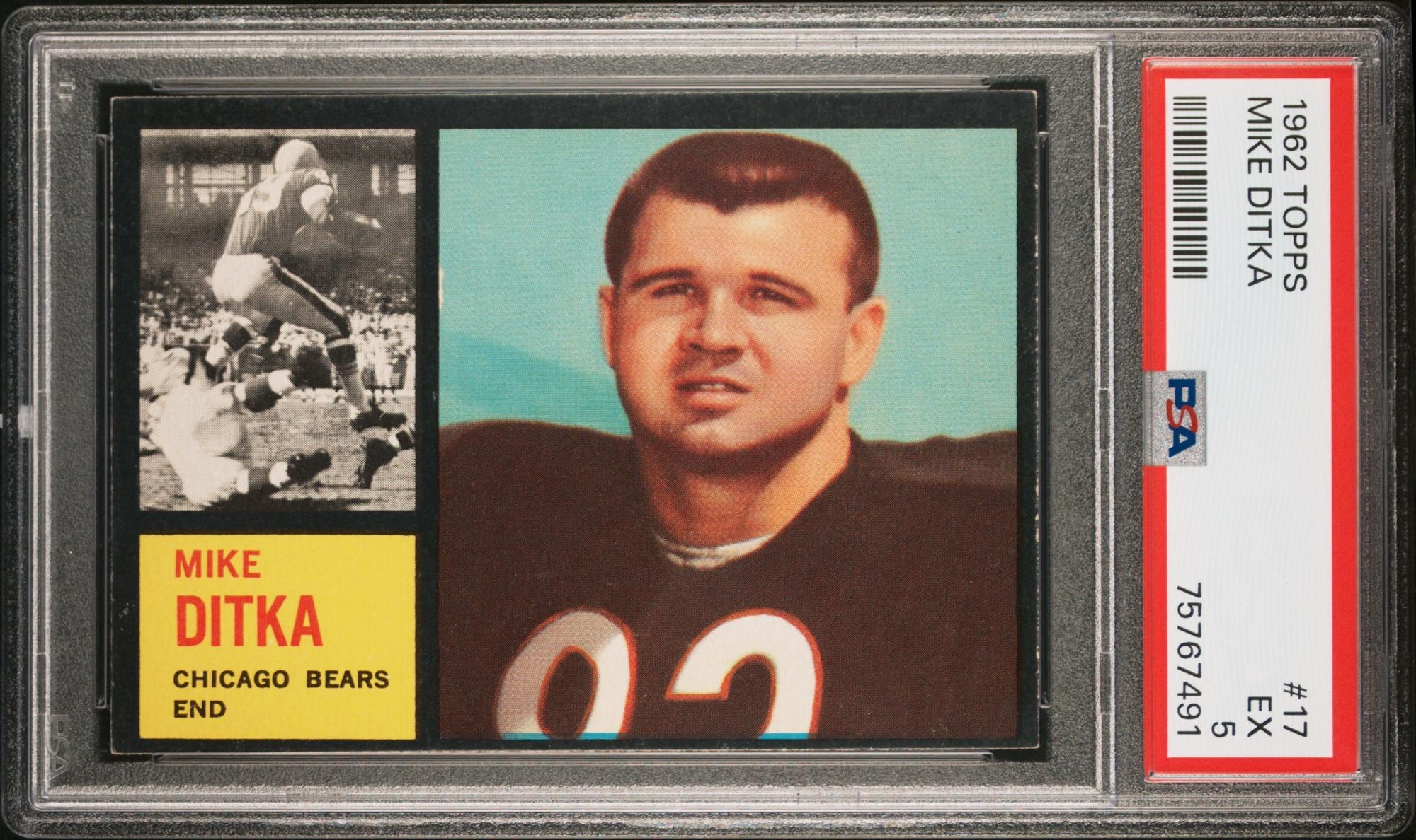 A 1962 Topps Mike Ditka Rookie Football Card No. 17 (PSA 5 EX)
