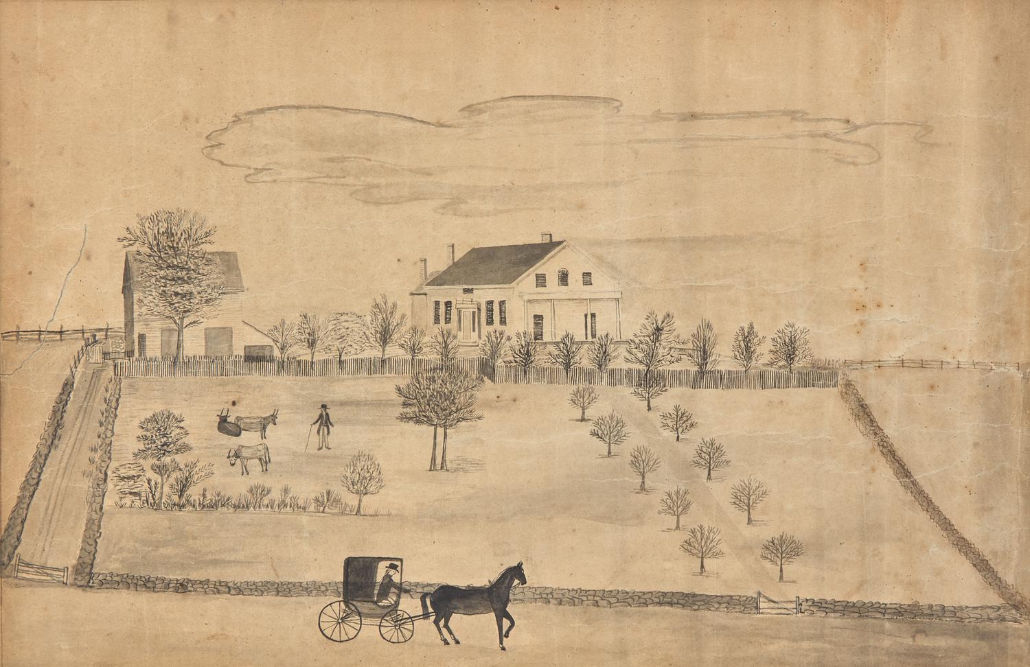 American School 19th Century, A Drawing of Foster Farm